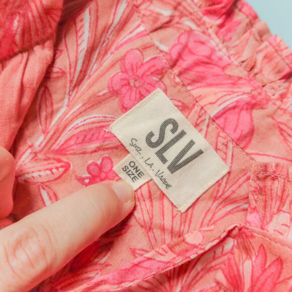 SLV Sur La Vague Pink Pattern Sleeveless Full Length Tiered Maxi Dress One Size - Picture 4 of 9